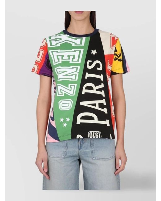 KENZO Green Logo Print Cotton T-Shirt