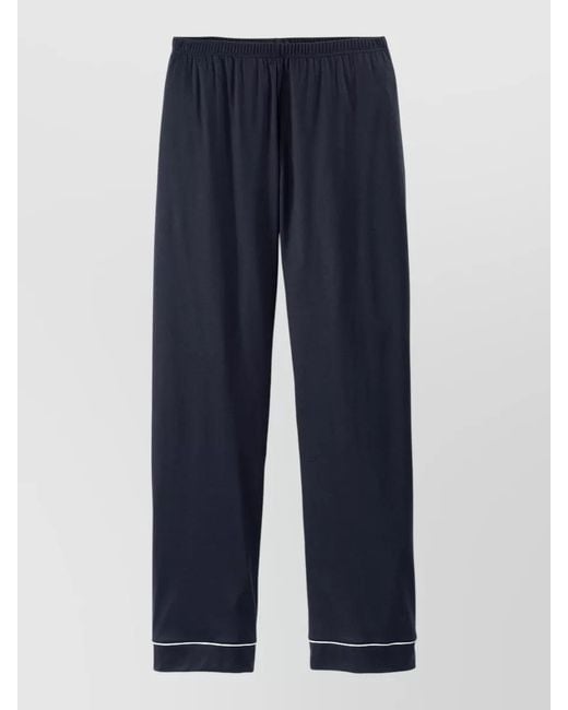 Calida Blue Pyjama Set Contrast Piping Elastic Waistband