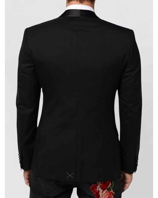 Dolce & Gabbana Black Silk Blend Single-Breasted Suit Jacket for men