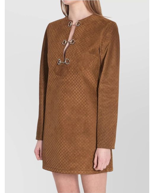 Gucci Brown Gg Suede Mini Dress