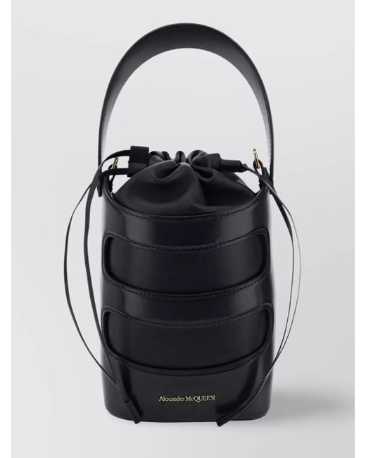 McQueen Black Mini Leather Bucket Bag
