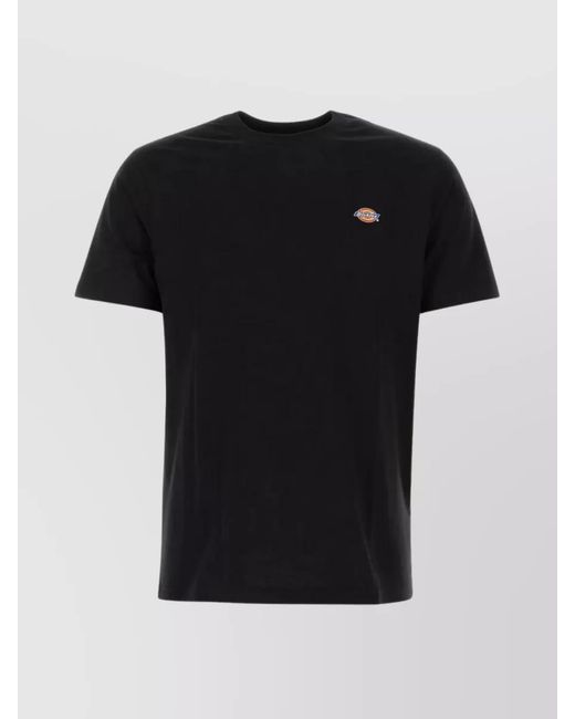 Dickies Black Ribbed Crew-Neck Cotton T-Shirt With Short Sleeves for men