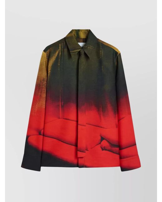Jil Sander Red Casual Gradient Long Sleeve Shirt With Buttoned Cuffs for men