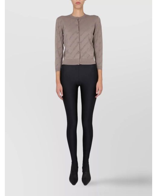 Balenciaga Gray Cropped Logo-Embossed Cardigan