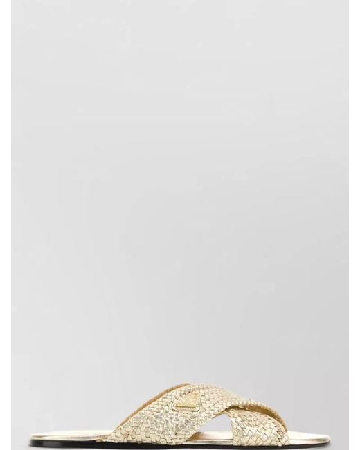 Prada White Leather Flat Sole Open Toe Sandals