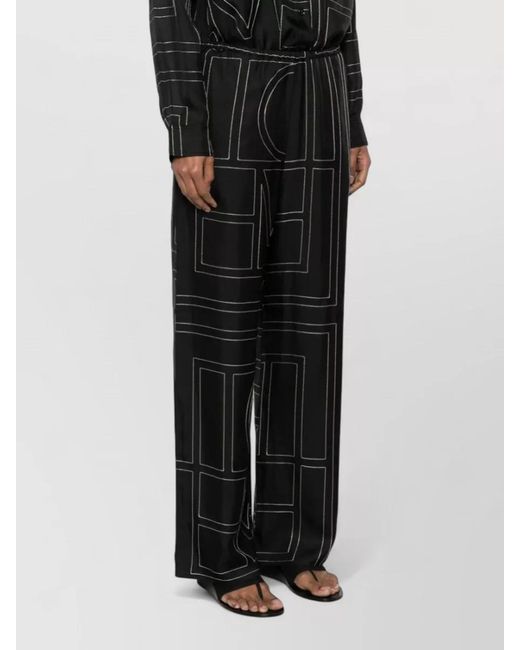 Totême Black Silk Wide-Leg Relaxed-Fit Pajama Trousers