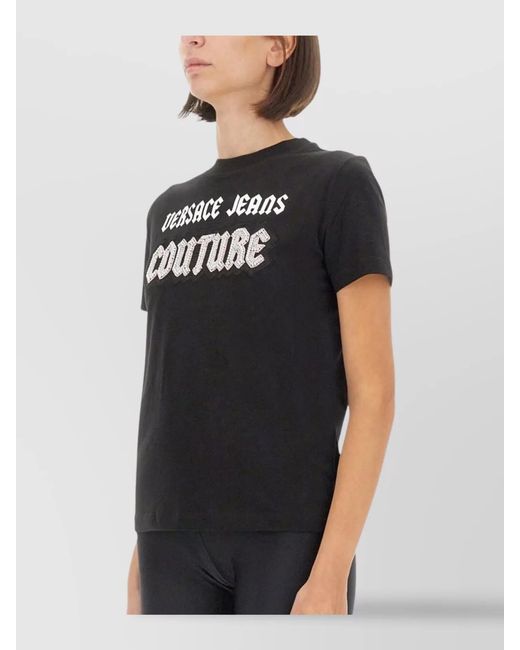 Versace Jeans Couture Black Regular-Fit Cotton T-Shirt