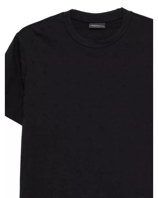 Emporio Armani Black Cotton Crew Neck Short Sleeve T-Shirt for men