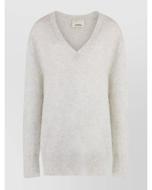 Isabel Marant White Ribbed Cashmere Silk Alpaca Wool Jumper