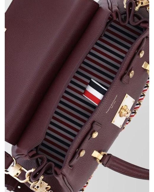 Thom Browne Purple Leather Tote Bag