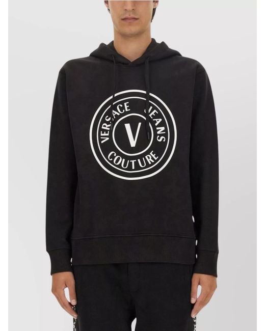 Versace Jeans Couture Black Cotton Regular-Fit Hoodie for men