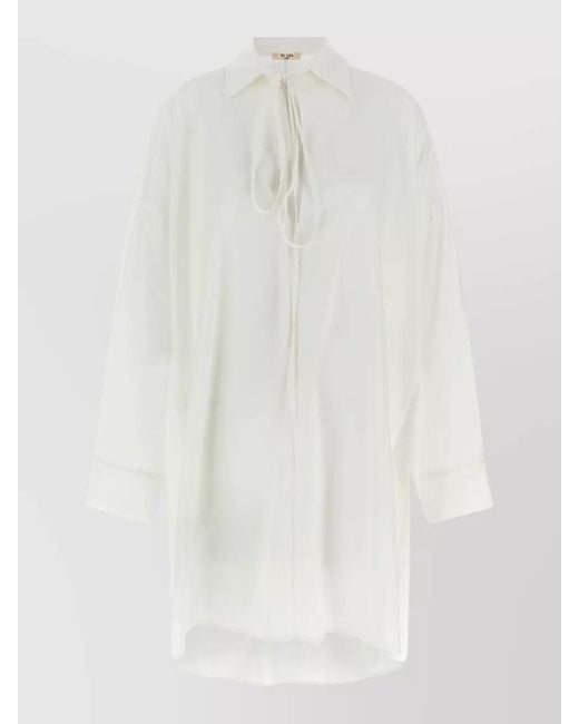 DI.LA3 PARI' White Long Shirt Collar And Tie Detail