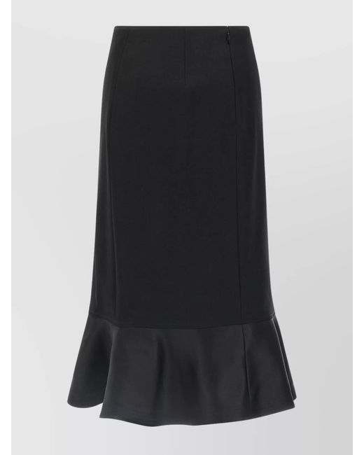 Fendi Black Virgin Wool High-Rise Midi Skirt