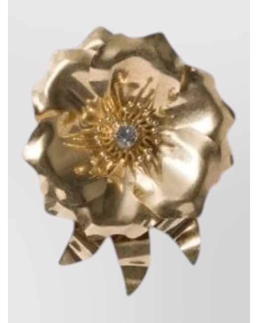 Miu Miu Metallic Metal Floral Brooch