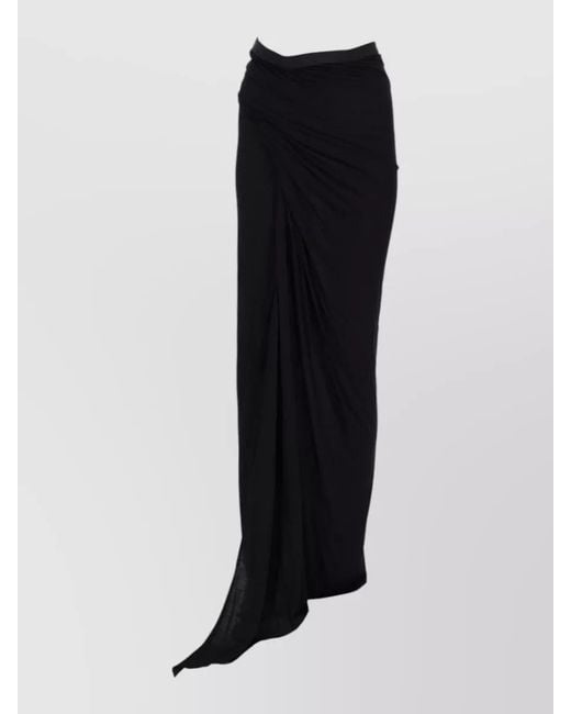 Rick Owens Black Anthem Draped High Waist Wrap Maxi Skirt