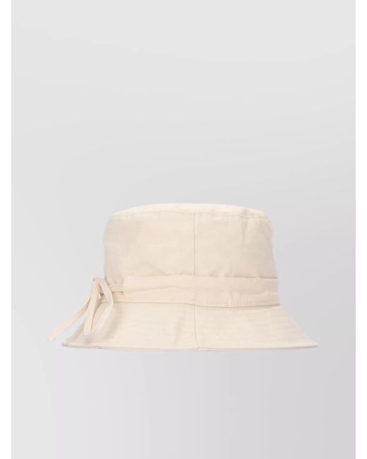 Jacquemus Natural Cotton Logo-Plaque Bucket Hat
