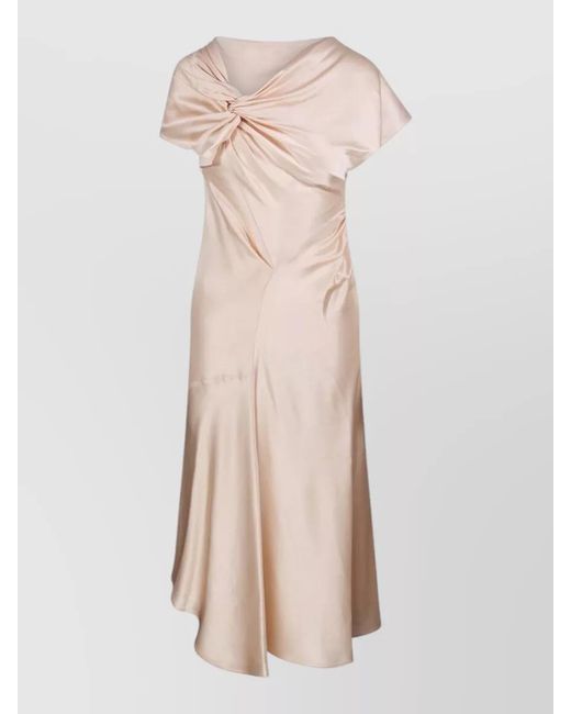 Victoria Beckham Natural Asymmetric Twist Midi Dress