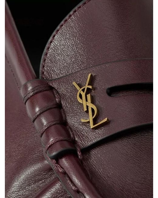 Saint Laurent Brown Supple Leather Penny Loafers Flat Sole for men