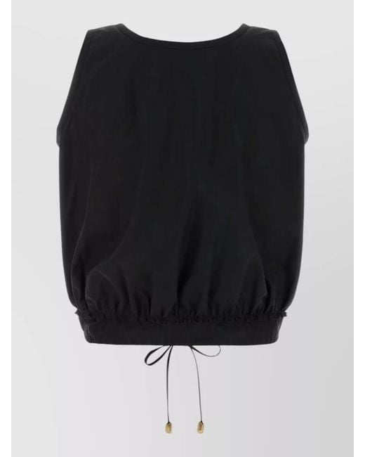 Loewe Black Poplin Ibiza Top Elasticated Hem Sleeveless