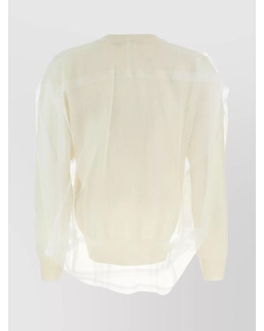 Comme des Garçons White Tulle Wool Jumper
