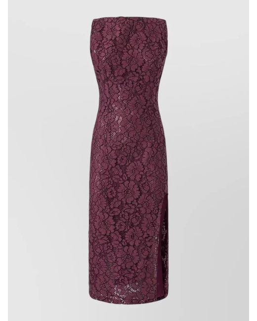 Pinko Purple Lace Sleeveless Midi Dress