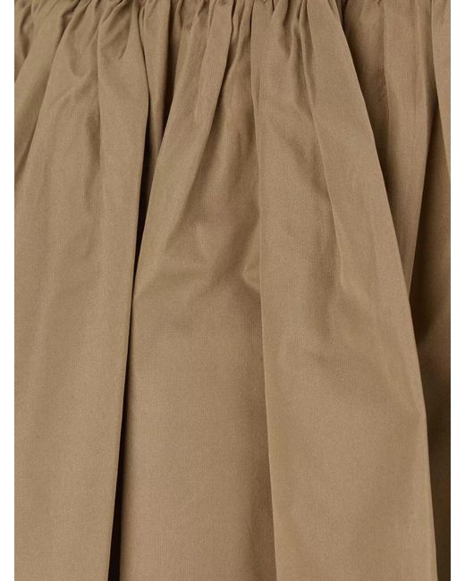 Max Mara Natural Taffeta Midi Skirt Elastic Waist Flared