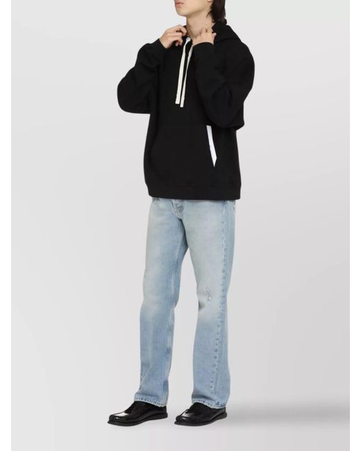 Palm Angels Black Ribbed Cotton Hoodie for men