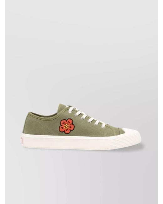 KENZO Brown Sneakers With Embroidered Logo And Floral Detailing for men