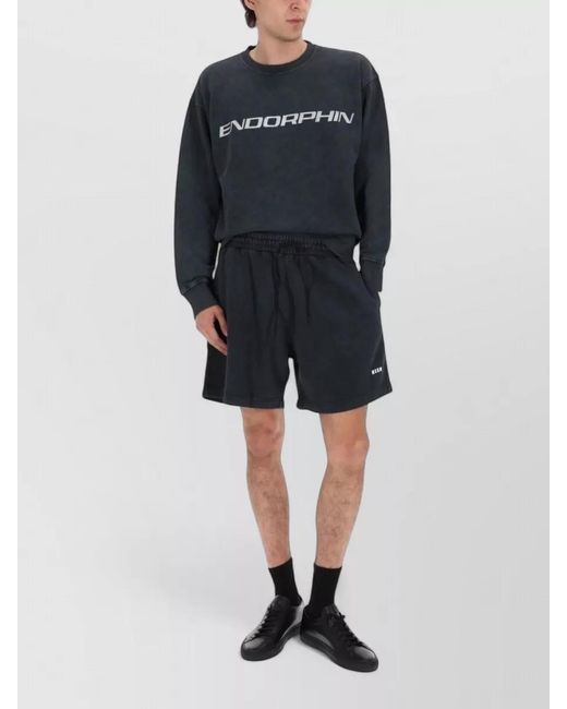 MSGM Blue Logo Beach Shorts Elastic Waist Pocket for men