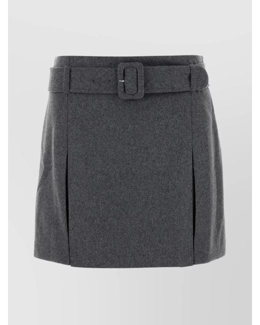 A.P.C. Gray Wool Pleated Mini Skirt