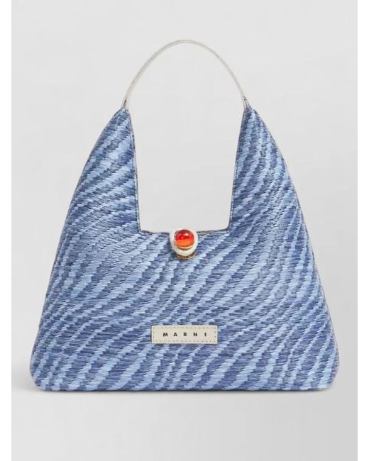 Marni Blue Top Handle Mini Tote Wave Pattern