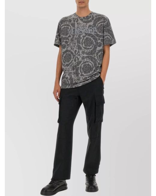 Versace Gray Cotton Regular-Fit T-Shirt for men