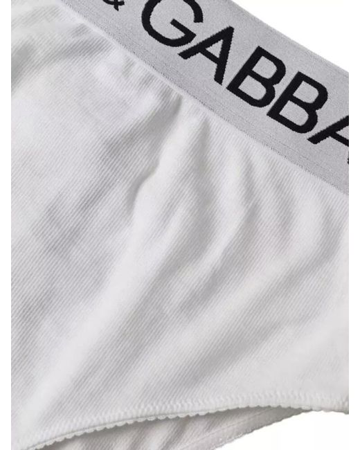 Dolce & Gabbana White Ribbed High-Rise Briefs