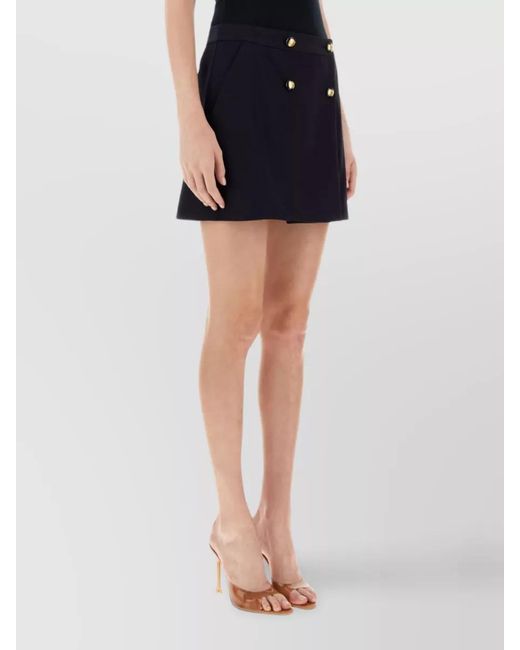 McQueen Blue Wool Twill High-Rise Wrap Mini Skirt