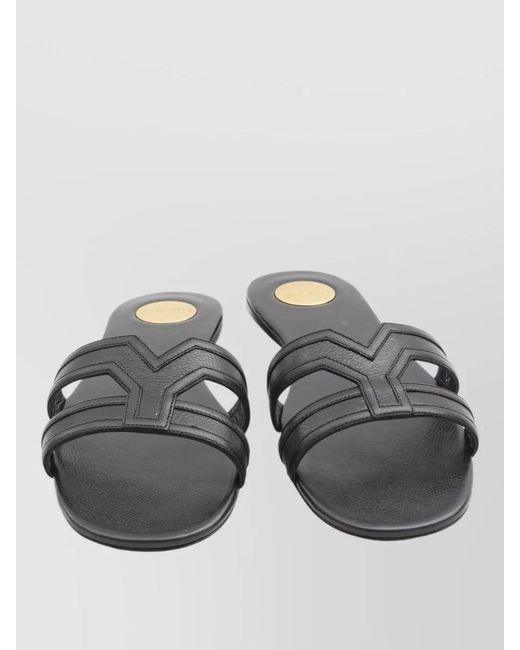 Saint Laurent Gray Leather Slides