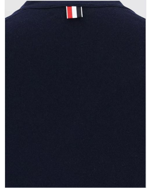 Thom Browne Blue Cashmere Crewneck Cardigan for men