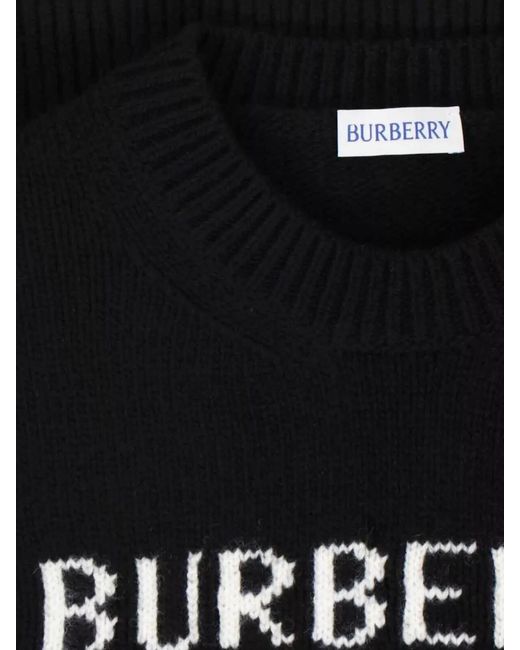 Burberry Black Ribbed Crewneck Knitwear Graphic Design