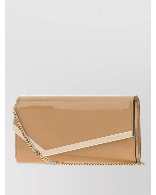 Jimmy Choo Natural Emmie Leather Clutch Bag