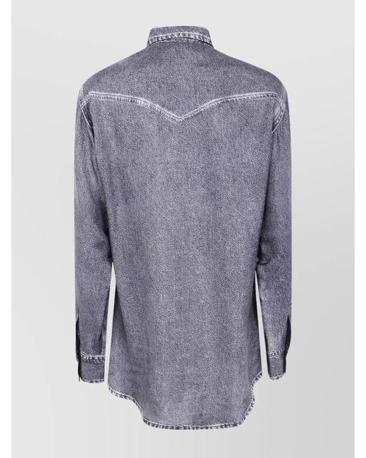 Pierre Louis Mascia Blue Silk Long-Sleeve Shirt