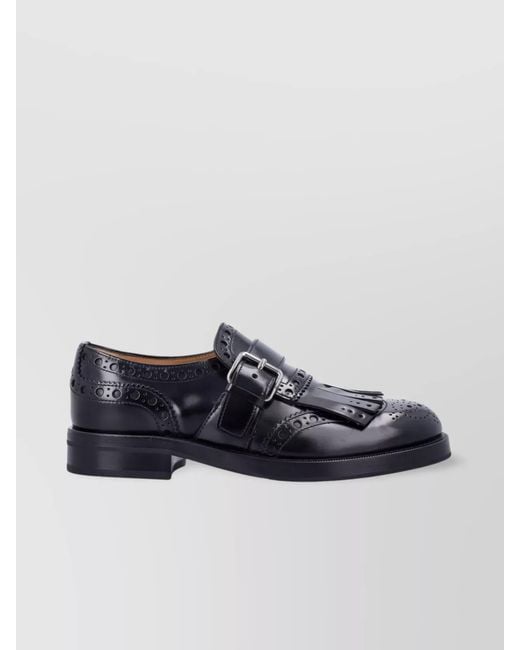 Church's Blue Leather Fringe Monk Strap Loafers