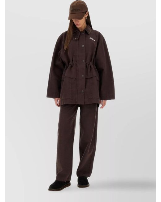 ROTATE BIRGER CHRISTENSEN Brown Organic Cotton Wide-Leg Trousers