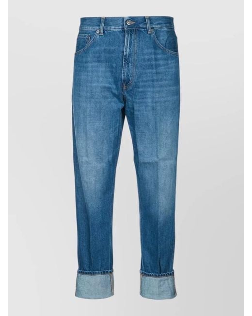 Dondup Blue Paco Trousers Five Pocket Rolled Cuffs for men