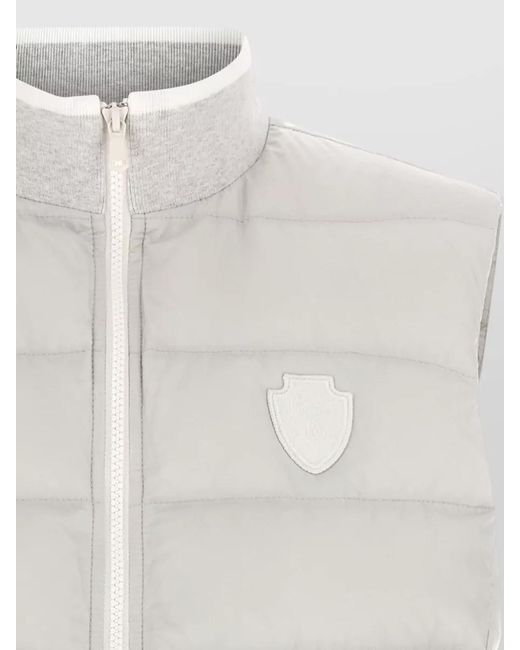 Brunello Cucinelli White Heraldic Patch Quilted Technical Vest
