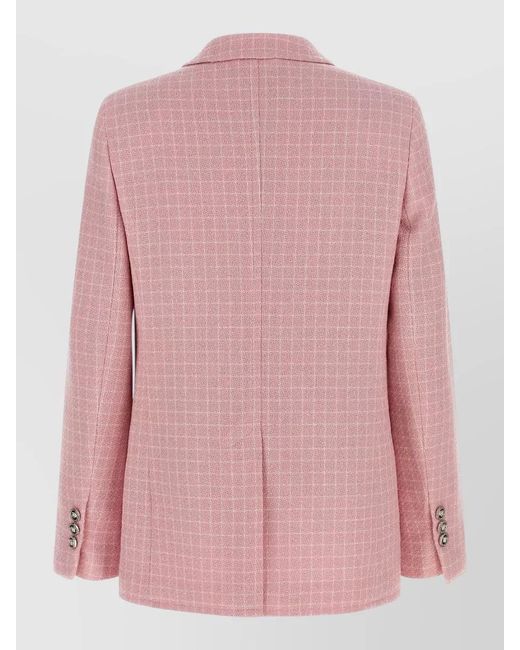 Versace Pink Check Blazer Jacket Buttoned Cuffs Notch Lapel