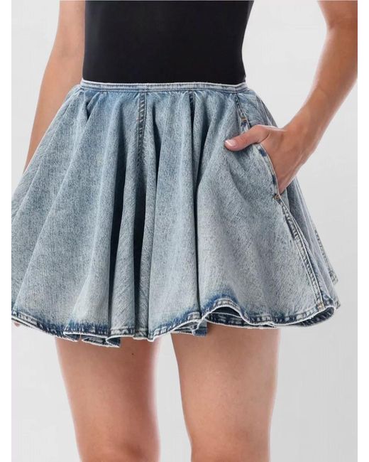 Haikure Blue Ziggy Denim Wide Mini Skirt Pollock