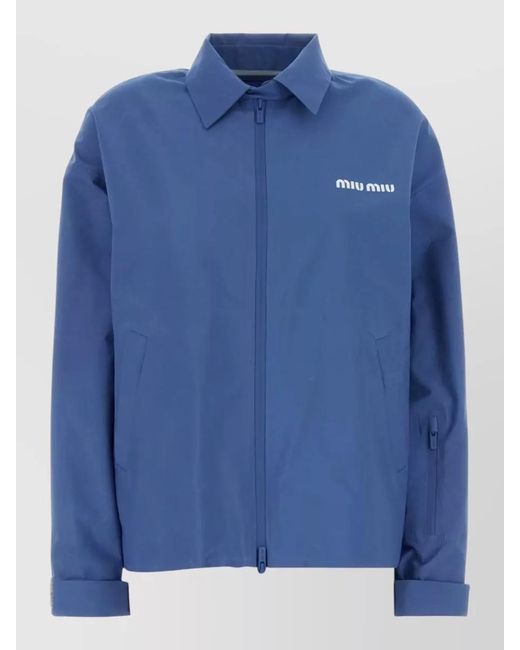 Miu Miu Blue Tech Fabric Windbreaker Jacket