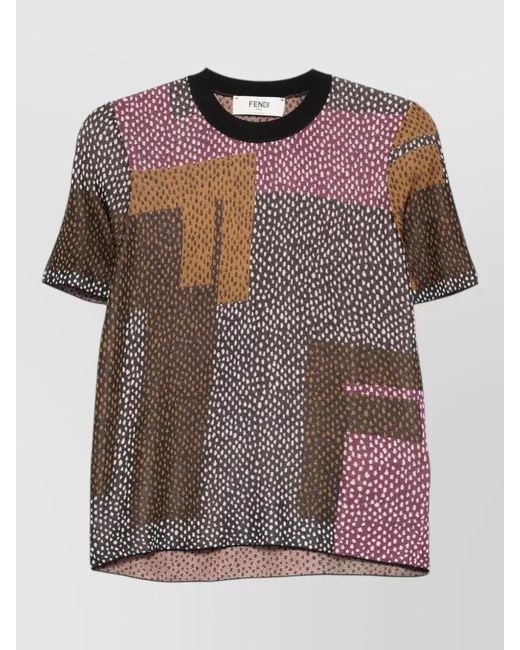 Fendi Brown Short-Sleeve Jumper