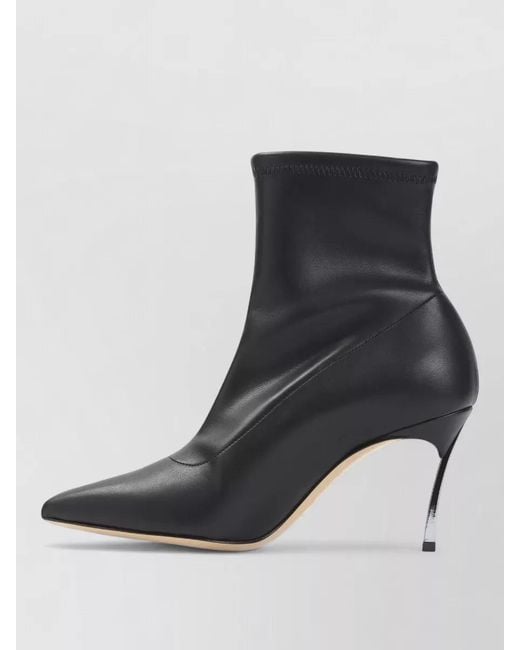 Casadei Black Blade Bootie Ankle Pump Metal Heel