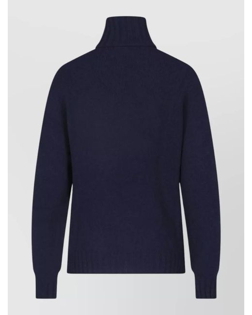 Ma'ry'ya Blue Turtleneck Sweater Long Sleeves Ribbed Trims
