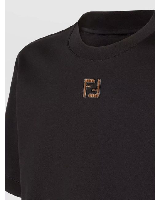 Fendi Black Regular-Fit Cotton T-Shirt for men